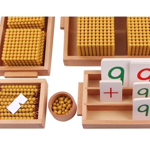 Montessori Beads Material Set Bank Game W/ Number Cards Educational Toys for Decimal System Practice Kids Math Toy Learning Tool 3