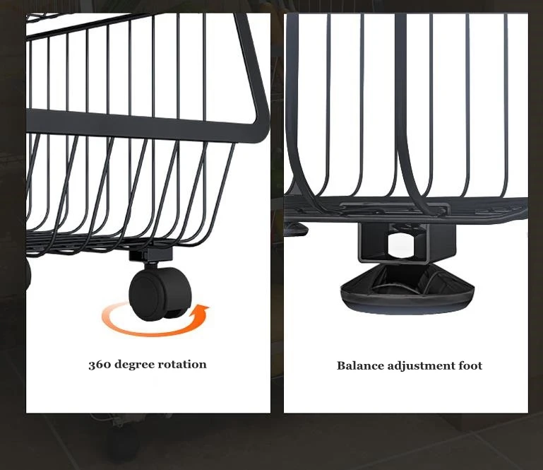 Многослойная Бытовая кухонная корзинка для хранения полка для овощей напольная подставка из нержавеющей стали с колесами стеллаж для хранения Дырокол бесплатно