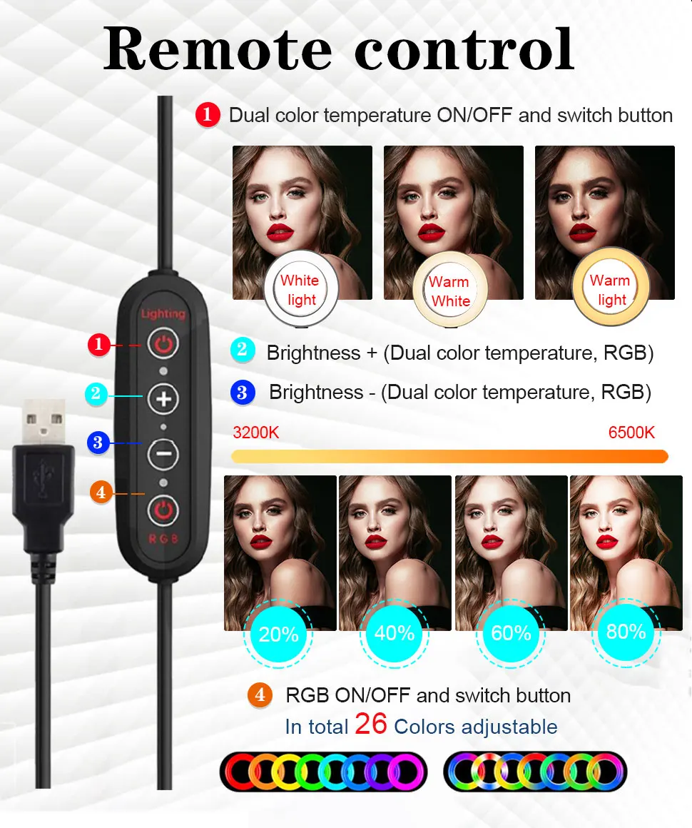 H89ae7c407fe34ee39413a5de8245a87dw Orsda 10-13 Inch RGB Ring Light Tripod LED Ring Light Selfie Ring Light with Stand RGB 26 Colors Video Light For Youtube Tik Tok