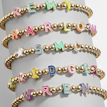 Customize Name Bracelet Friends Colorful Beads Personalized Couple Bracelet Letter Bracelets For Women Jewelry Christmas Gift