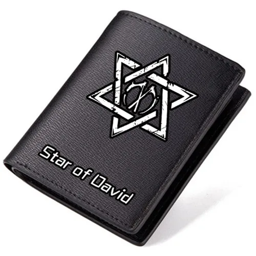Hexagram кошелек для мальчиков и девочек длинный кошелек из искусственной кожи черный кошелек Carteira Star of David - Цвет: A