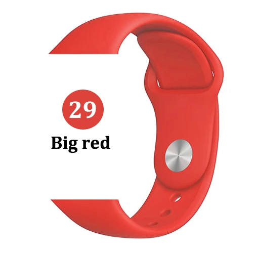 Ремешок для Apple watch band 5 4 44 мм 40 мм correa iwatch 4 3 2 42 мм 38 мм спортивный силиконовый браслет pulseira аксессуары для Apple watch - Цвет ремешка: 29-Big red