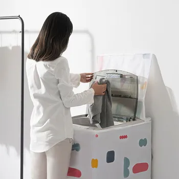 

Zipper Washing Machine Cover Thickened Peva Printed Waterproof Washing Machine Protection Dust Cover