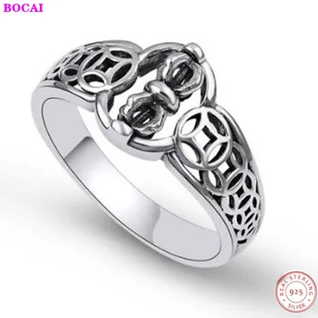 

S925 sterling silver ring for men and women jewelry money can turn Vajra pestle ring hollow money Thai silver personality ring