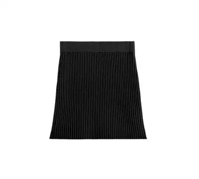 43 cm black Новинка, женские юбки с высокой талией, осенне-зимняя модная теплая кашемировая трикотажная юбка-карандаш, юбка средней длины в рубчик, 43-73 см - Цвет: 43 cm black
