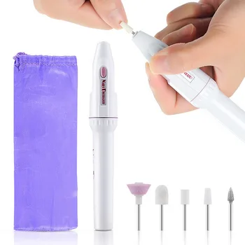 Billige Elektrische Nail Art Bohrer Maschine Mit 5PCS Bits Lagerung Tasche Hause Salon Professional Nagel Maniküre Werkzeuge Nagel Bohrer Maniküre Set
