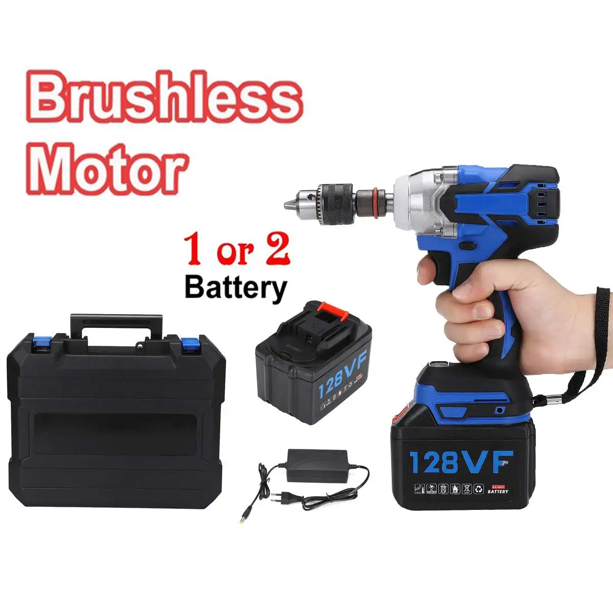 

19800mah 128V 520NM Brushless Electric Wrench Impact Wrench Socket Wrench Li Battery Hand Drill Installation Power Tools EU Plug