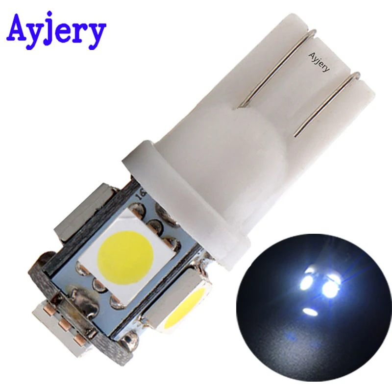 

High Quality !! 100X T10 194 168 W5W 12V 5050 5 SMD 5 LEDs LED Light Bulb Clearance Light Parking Light Indicator Reading Lamps