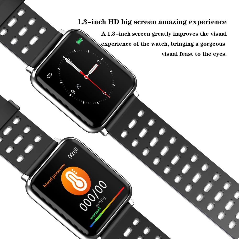  V5 Smart watch Men Android iOS System IP68 Waterpoof Heart Rate Monitor Fitness Bracelet with Press - 4000202177216