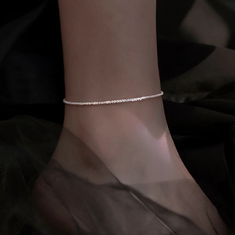 Sparkling Gypsophila Anklet 925 Sterling Silver Adjustable Chain Simple Fashion Fine Jewelry for Women