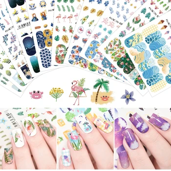 

Rolabling Large Size Nail Art Stickers Decorations Nail Water Transfer Decals Summer Vacation nail sticker 3d Nails Accessories