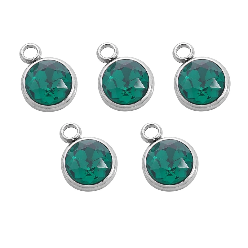5 шт. подвески из нержавеющей стали кулон драгоценный камень голубой для