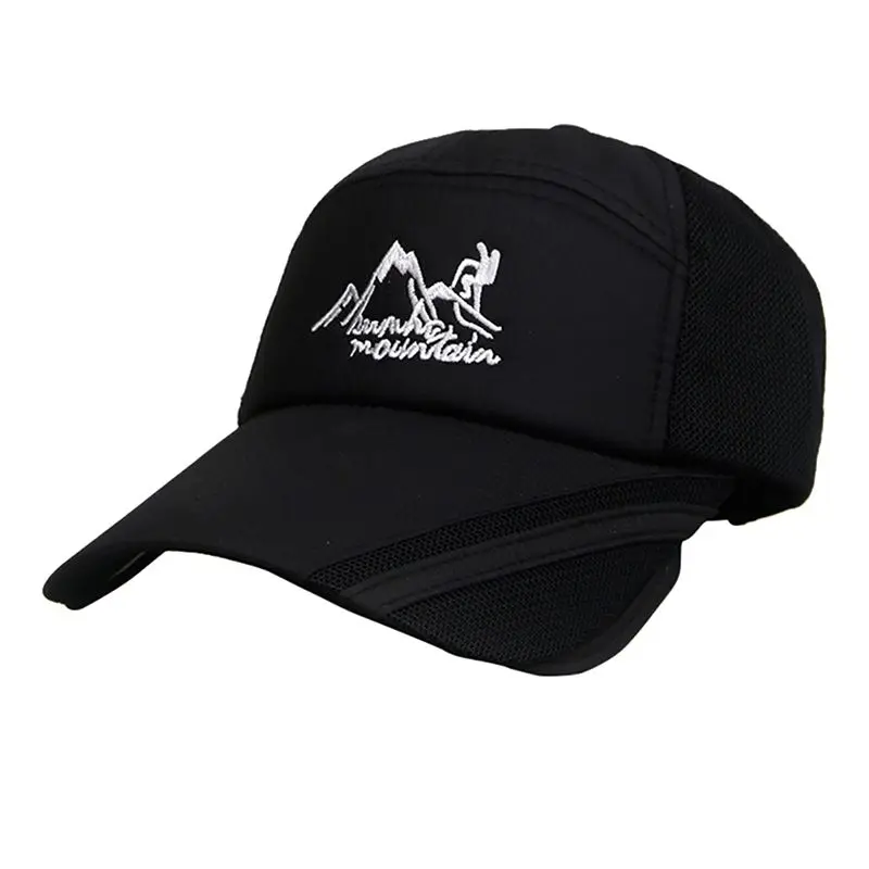Mountaineering black Регулируемая Кепка для гольфа бейсболка для улицы солнцезащитный козырек спортивный Зонт вышитый принт один размер хлопок унисекс шляпа с защитной сеткой - Цвет: Mountaineering black