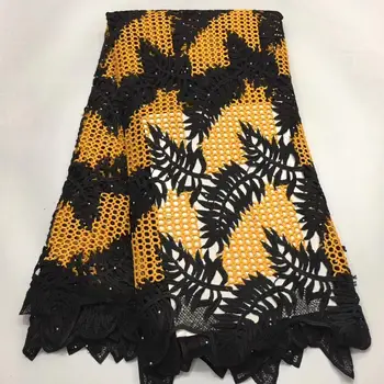 

High Quality African Chemical Lace Fabric Water Soluble Yellow Nigerian Guipure Wedding Dress African Lace Fabric