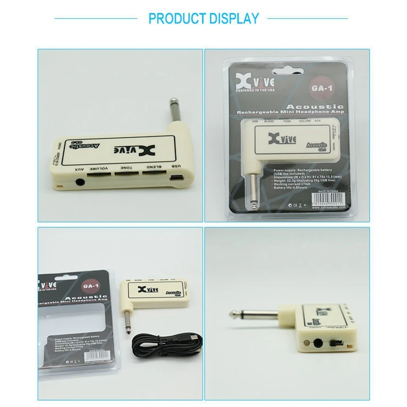 Xvive GA1 Classic Rock Mini Portable Rechargeable Electric Guitar Plug Headphone Amp Amplifier