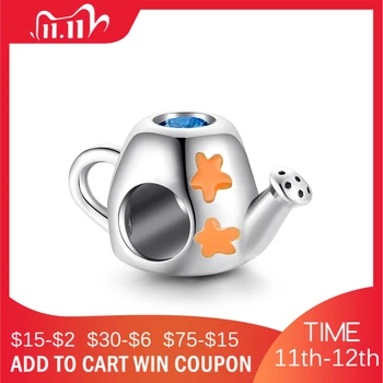 

925 Sterling Silver Watering flowers bottle Beads Women Accessories Fit Original European Charm Bracelets Jewelry Making 2019