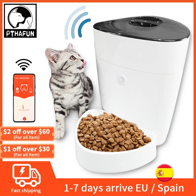 4L Pet Automatic Feeder Wifi Remote Control Button Version Smart Dog Cat Dry Food Dispenser Bowl USB Battery timer Pets Feeder 1