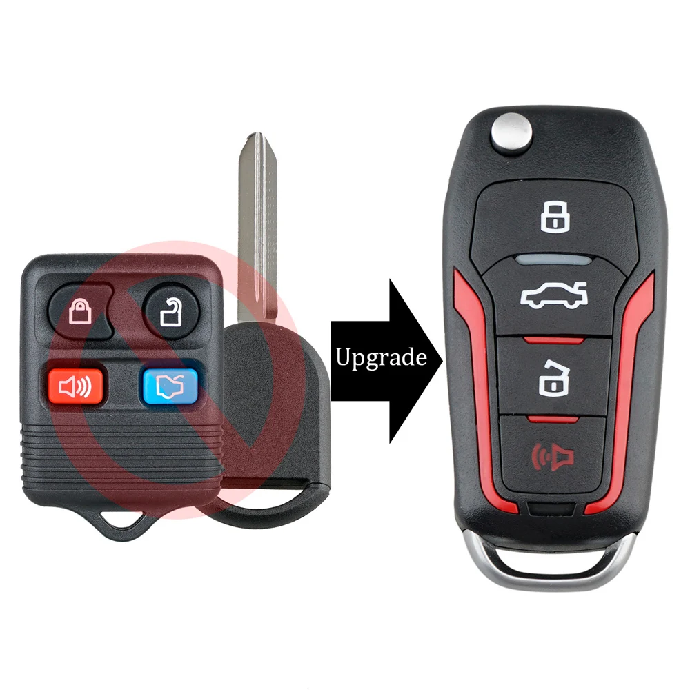315MHZ 4 BUTTONS AUTO CAR KEY REPLACEMENT FLIP CAR REMOTE KEY 4D63 80BIT CHIP FIT FOR FORD MUSTANG EDGE EXPLORER F-150 F-250