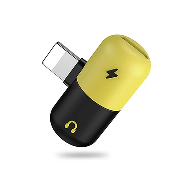 ACCEZZ освещение Аудио зарядки адаптер для iPhone X 8 7Plus XS XR Макс зарядки прослушивания наушники с поддержкой звонков разветвитель AUX конвертер - Цвет: Yellow Black
