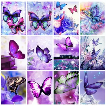 

HUACAN Diy Diamond Painting Kits Butterfly Home Decoration Mosaic Animal Embroidery Flower Handmade Gift