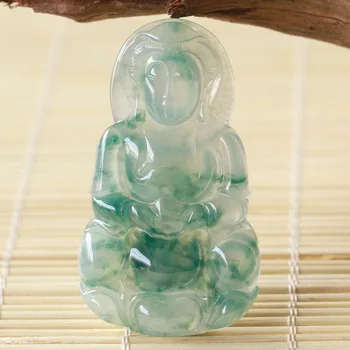 

Natural Burmese Green Jade Jade Guanyin Pendant Necklace