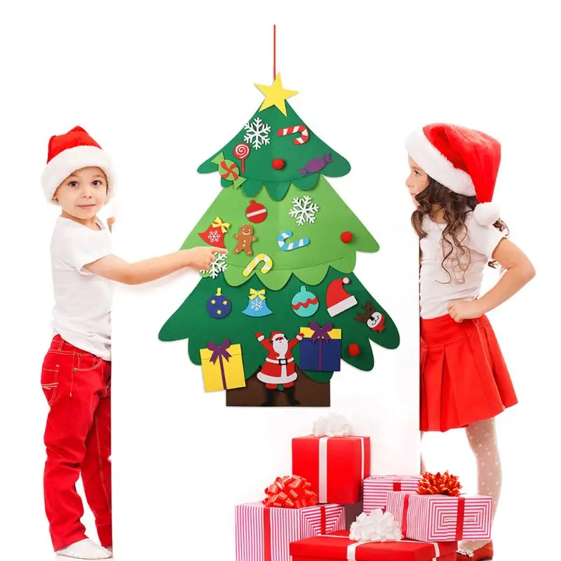 

DIY non-woven Christmas Tree Set Wall Hanging Window Chirdren Xmas Gifts for Kids Christmas Decorations M6CE