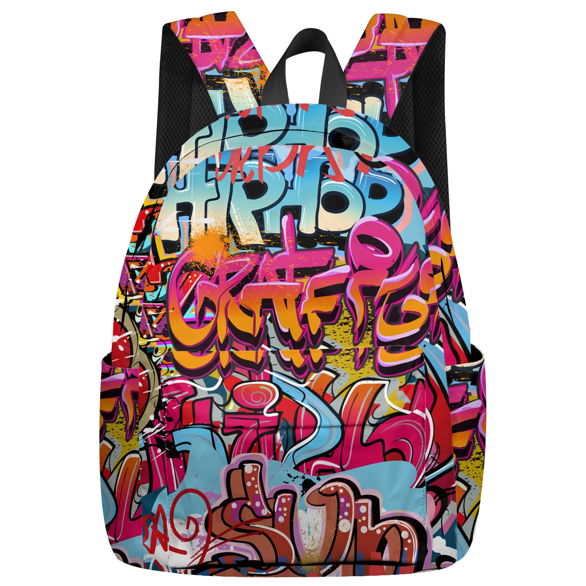 

WHEREISART Graffity Wall Colorful Backpacks Senior High School Student Night Light Reflective Tactical Backpacks Athletic