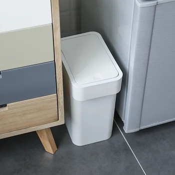 

New Bathroom Narrow Corner Trash Bin Plastic Office Dustbin With Lid Recycle Bin Home Storage Bucket Press Opening Garbage Can