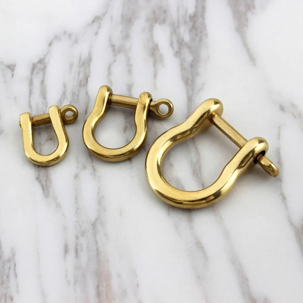 Solid Brass Carabiner D Bow Shackle Fob Key Ring Keychain Hook Screw Joint Connector Buckle aluminum carabiner,metal keyring,key fob keychain,snap hook keychain rings