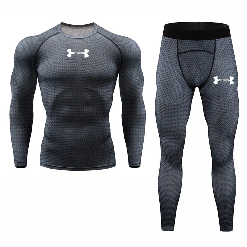 Quick Dry Rashgard Men's Running sets 3D snake-print compression tight 2pcs suits Gym fitness Training sportswear Tracksuits men Quick Dry Rashgard Men's Running sets 3D snake-print compression tight 2pcs suits Gym fitness Training sportswear Tracksuits men