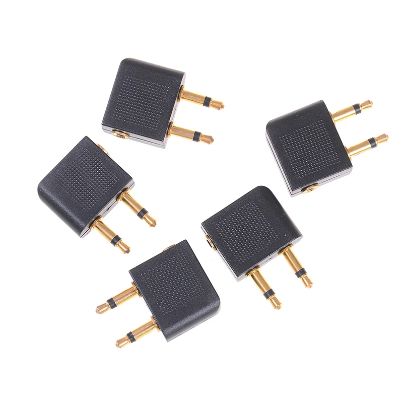 5Pcs 3.5mm Pro Airline Airplane Golden Plated Headphone Jack Plug Adapter