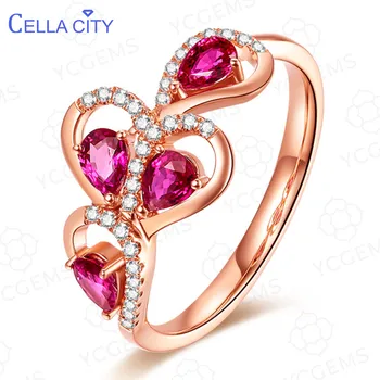 

Cellacity Silver 925 Ring For Women With Oval Ruby Gemstone Rolse Gold Color Lady Fine Jewelry Engagement Wholesale Party Gift