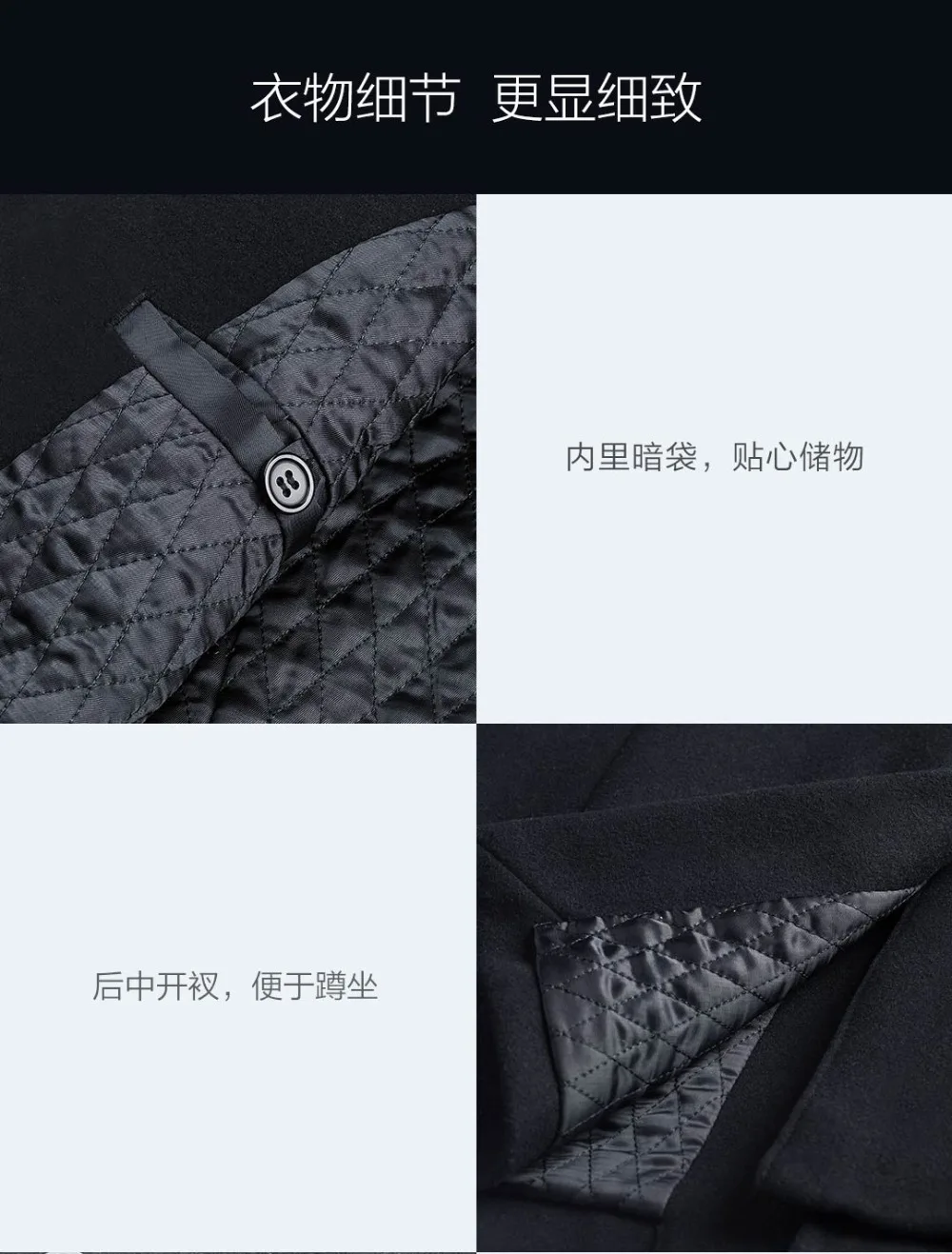 Xiaomi мужское свободное теплое шерстяное длинное зимнее пальто, модное офисное пальто верблюжьего цвета, приталенная куртка