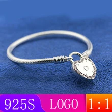 LISM [ ] Зимний браслет с замком в форме сердца 1: 1 Модный женский подарок 925 Серебро DIY оригинальные ювелирные изделия