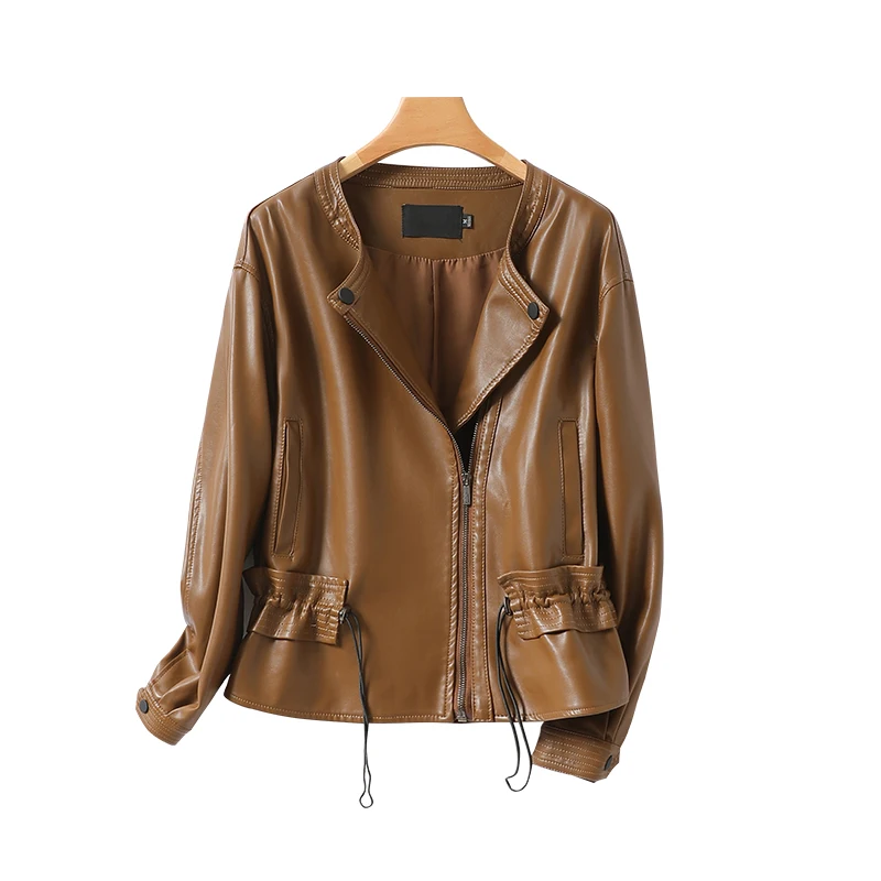 

Leather Jacket Women Coats 2023 New Women's Leather Coat Short Slim Motorcycle Leather Clothing Female Jackets Black Female