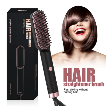 

Professional Hair Straightener Brush Ceramic Heating Comb Beard Straightener Smoothing Iron Brush Hair Straight Beard Comb