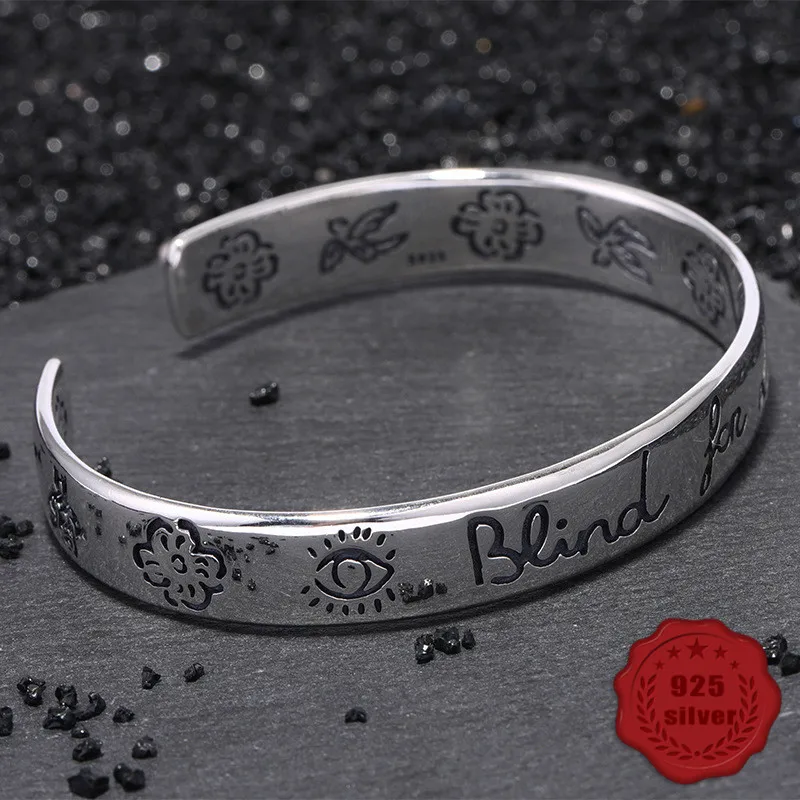 

100% S925 sterling silver bracelet personality simple jewelry retro fashion love styling student birthday hot sale 2019 Bangles