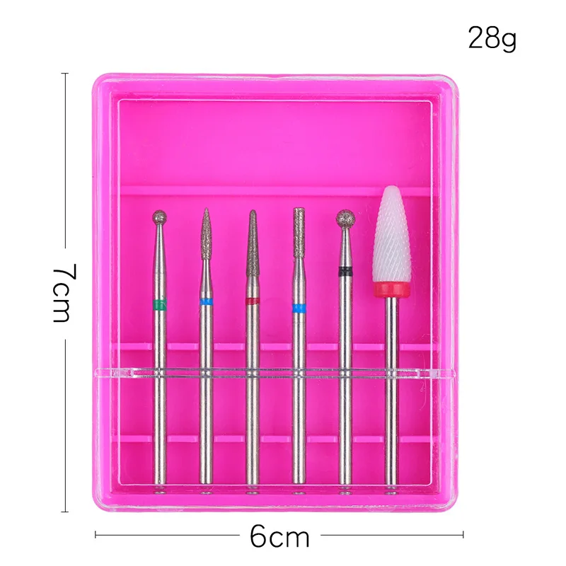 6 шт. набор керамических алмазных сверл для ногтей из карбида вольфрама, фреза для маникюра, педикюра, гель для удаления пилочки, электрическая машина