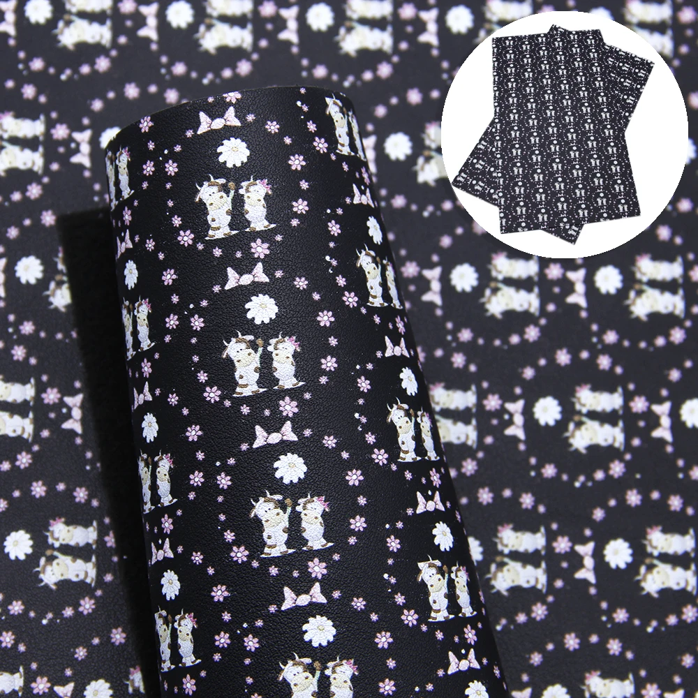 

David accessories 20*34cm Black Back Synthetic Leather Sheets DIY Bow Bag Material Faux Leather Fabric Home Decoration,1Yc8582