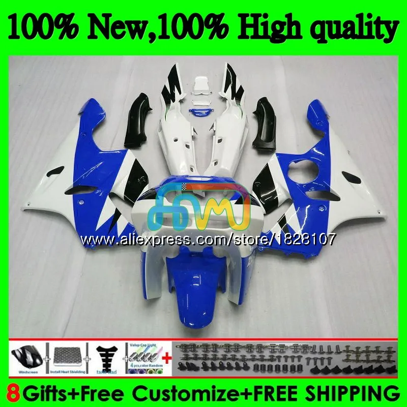 No. 1 Корпус для KAWASAKI ZX 636 600CC ZX-636 ZX636 ZX-6R 22BS. 77 ZX600 ZX 6R ZX6R 94 95 96 97 1994 1995 белого и синего цвета 1996 1997 обтекатель - Цвет: No. 1