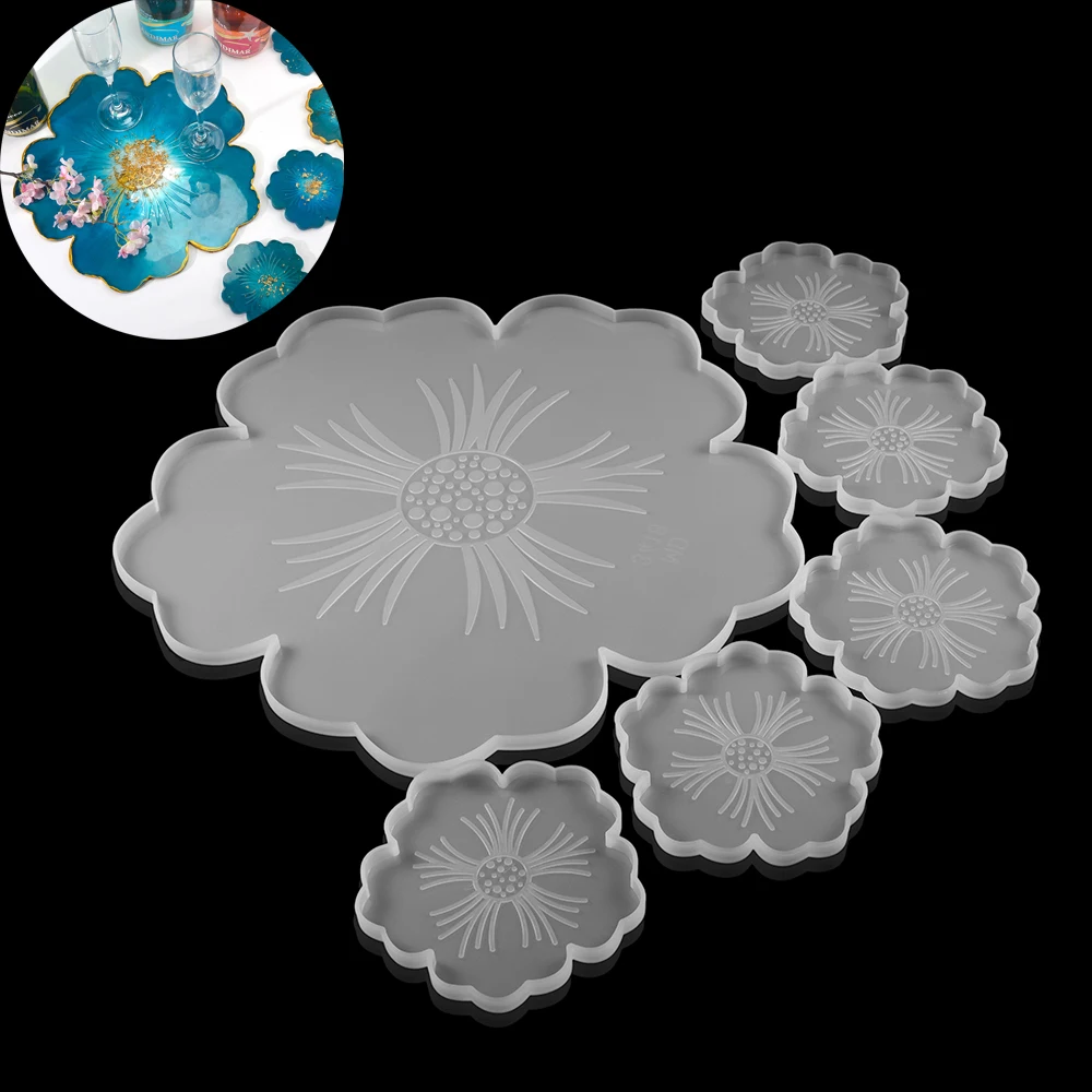 

Glass Coasters Epoxy Mould Tea Coaster Resin Molds Silicone Wine Glass Coaster Resin Epoxy Molds For DIY Jewelry Making Findings