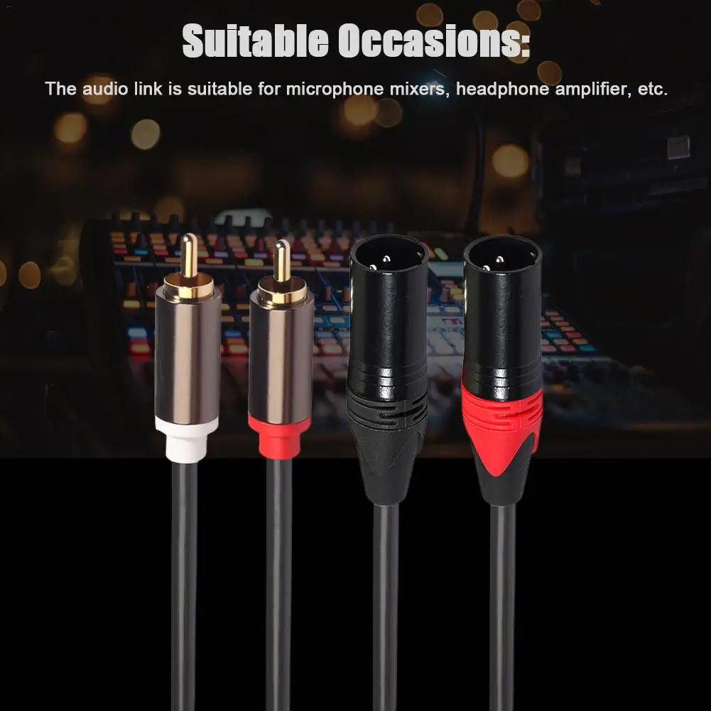 Позолоченный и прочный 2RCA двойной XLR Мужской аудио кабель с двухрядным ПВХ кабель для микрофонного микшера, усилитель для наушников