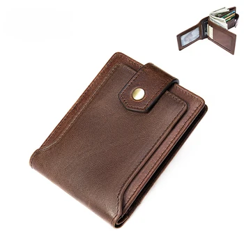 

Men Wallet Men Genuine Cow Leather Vintage Purses Identity Theft Protection Money Bag Cards Holder Clutch Wallets WB124