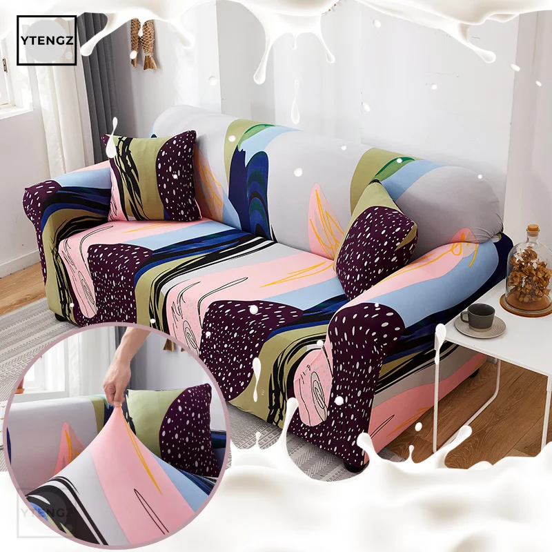 Universal Sofa Covers Stretch Slipcover Milk Silk Fabric Cover Flower Elastic For Living Room | Дом и сад