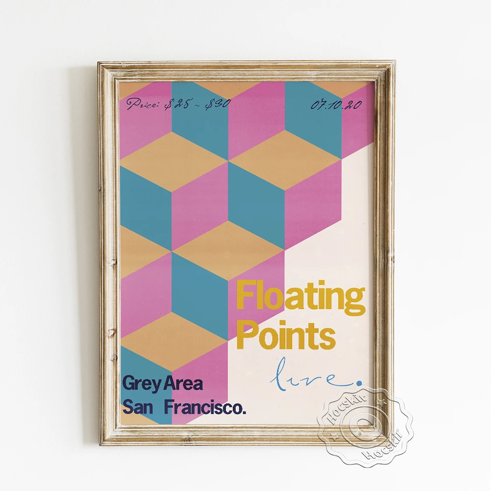 

British Electronic Musician Floating Points Poster, Music Gig Publicity Art Prints, Colorful Solid Geometry Pattern Wall Picture
