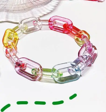 Прозрачный акриловый браслет u-образный прозрачная смола браслеты сплошной цвет браслет «Радуга» Для женщин пляж и путешествие ювелирные изделия - Окраска металла: clear bracelet