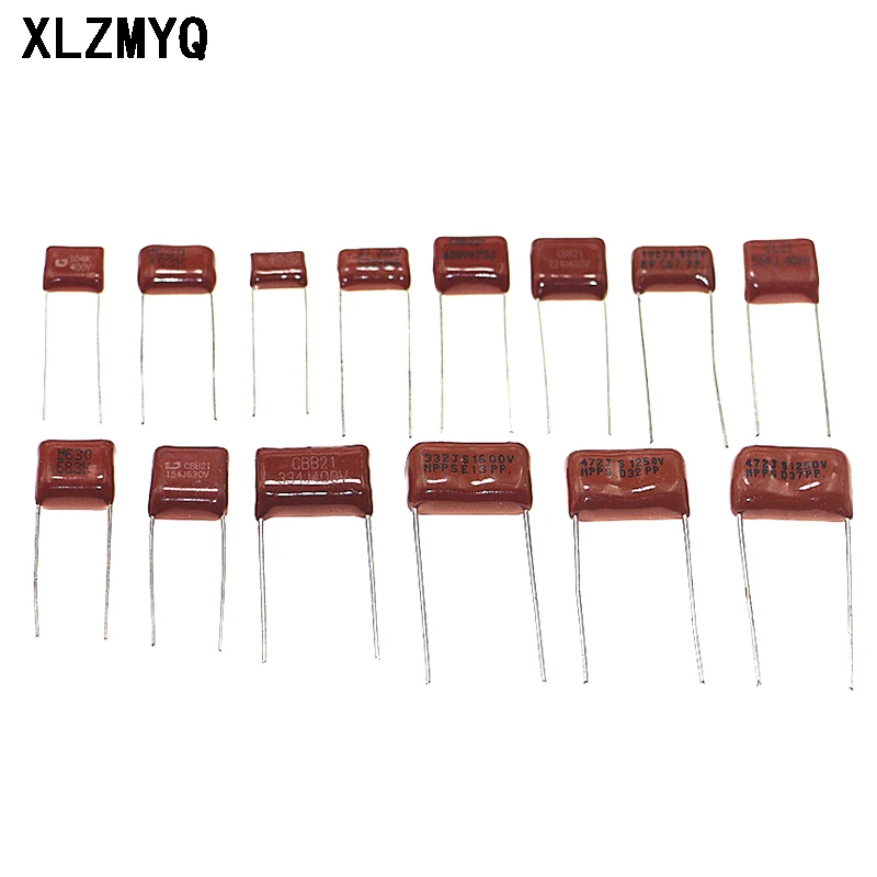 150pcs CBB Polypropylene Film capacitor 0nf-68nf 400v 630v CBB Capacitors Assortment Kit 10NF 22NF 47NF 100NF 220NF 470NF 560NF