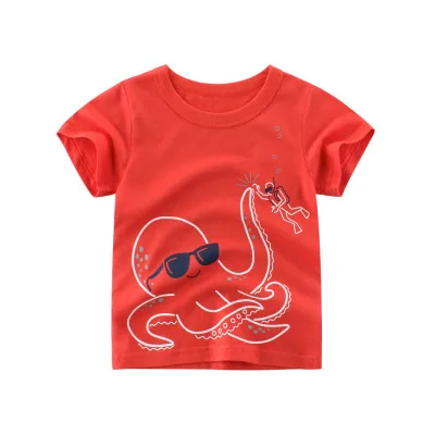 Loozykit/Летняя детская футболка для мальчиков футболки с короткими рукавами и принтом короны для маленьких девочек хлопковая детская футболка футболки с круглым вырезом, одежда для мальчиков