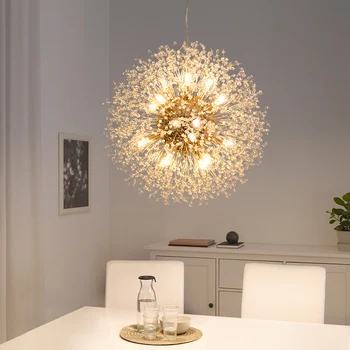 

Hot Spark Ball LED Chandelier Lighting Dandelion Chandelier Dinning Living Room Bar Personality Creative Art Crystal Lamps