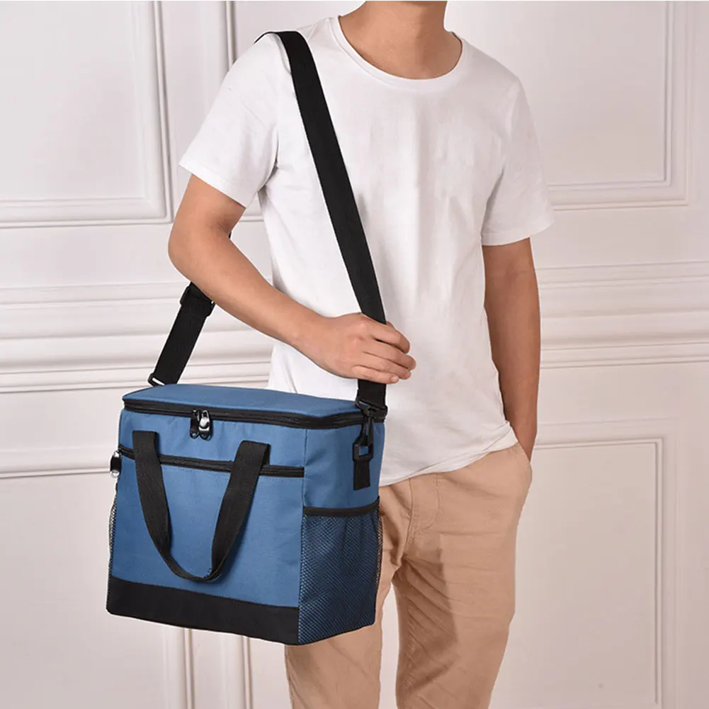 

17L Oxford Cloth Large Capacity Portable Food Storage Reusable Outdoor Activities Insulated Cooler Bag Collapsible With Strap